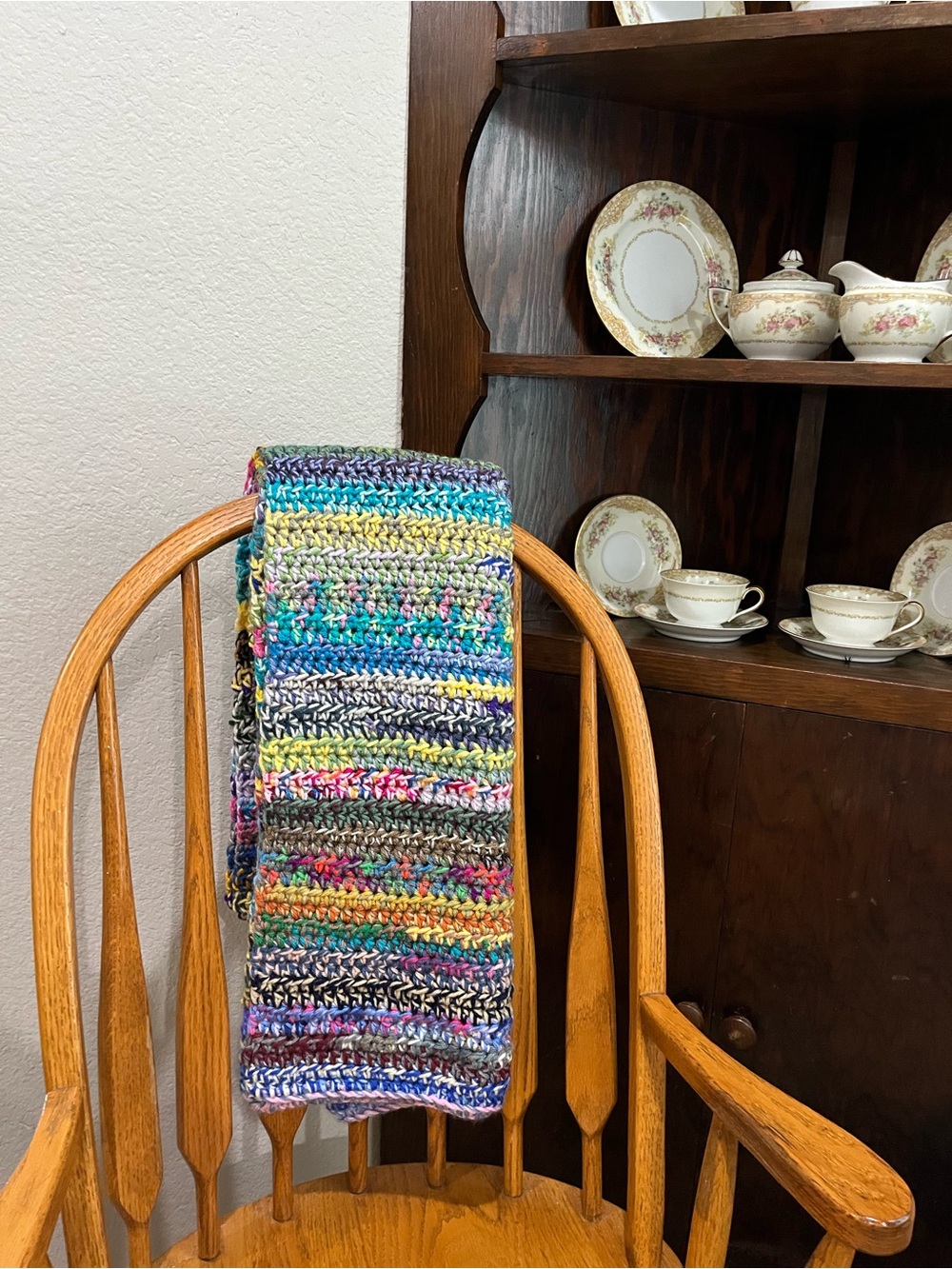 Handmade Multicolor Crochet Throw Blanket by